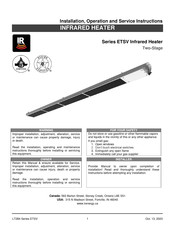 IR Energy ETSV Series Installation, Operation And Service Instructions