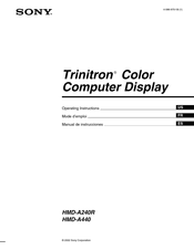 Sony HMD-A240R Operating Instructions Manual