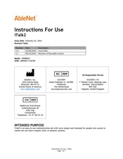 AbleNet iTalk2 with Levels Instructions For Use Manual