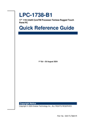Avalue Technology LPC-1738-B1 Quick Reference Manual