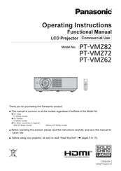 Panasonic PT-VMZ62U7 Operating Instructions Manual