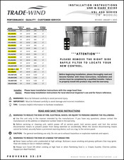 Trade-wind VSL44812RC Installation Instructions & Use & Care Manual