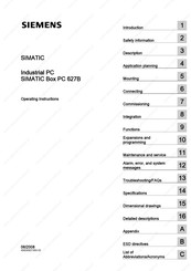 Siemens Simatic box pc 627b Operating Instructions Manual