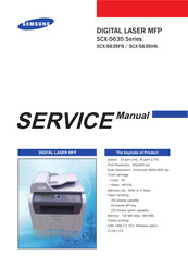 Samsung SCX-5635FN - Mono Laser P/s/c/f USB Enet 1200X1200 128MB 35PPM Service Manual