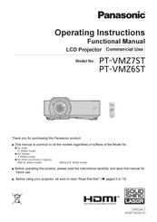 Panasonic PT-VMZ6ST Operating Instructions Manual