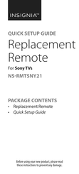 Insignia NS-RMTSNY21 Quick Setup Manual