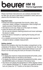 Beurer HM 16 Instructions