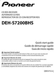 Pioneer DEH-S7200BHS Quick Start Manual