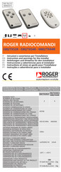 Roger Technology M80/TX44R Instruction And Warnings For The Installer