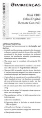 Immergas Mini CRD Instruction Sheet