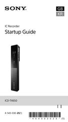 Sony ICD-TX650 Startup Manual