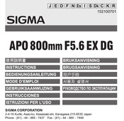 Sigma APO 800mm F5.6 EX DG / HSM Instructions