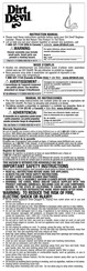 Dirt Devil SD40010 Instruction Manual