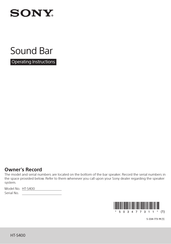 Sony HT-S400 Operating Instructions Manual