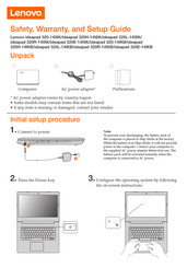 Lenovo ideapad 320-14ISK Safety, Warranty, And Setup Manual