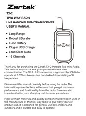 Zartek TX-2 User Manual