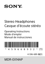 Sony MDR-EX14AP Operating Instructions Manual