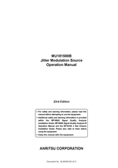 Anritsu MU181500B Operation Manual
