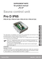 Harvia Pro D IP65 Supplement Note