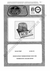 J.P. SELECTA VACUO-TEMP Instruction Manual