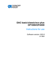 Dürkopp Adler DAC classic Instructions For Use Manual