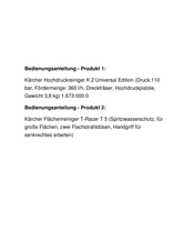 Kärcher K 2 Universal Edition Manual