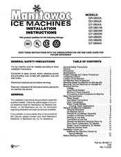 Manitowoc GD-0892N Installation Instructions Manual