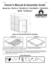 Arrow YardSaver YS410EU-A Owner's Manual & Assembly Manual