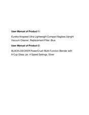 Eureka NEU100 Series Owner's Manual