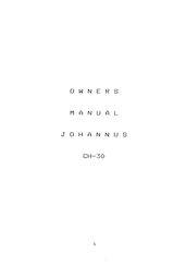 Johannus CH-30 Owner's Manual