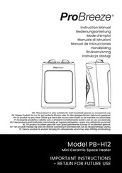 ProBreeze PB-H12 Instruction Manual