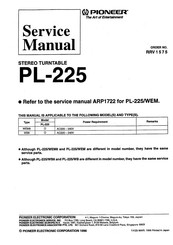 Pioneer PL-225 Service Manual