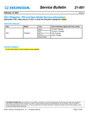 Honda Ridgeline 2021 Service Bulletin