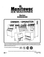 Manitowoc G400 Series Owner / Operator Use And Care Manual