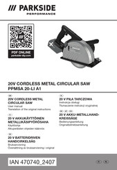Parkside Performance PPMSA 20-LI A1 User Manual