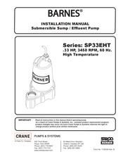 Crane BARNES SP33EHT Series Installation Manual