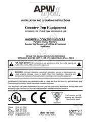 APW Wyott Porta-Stove CP-2A Installation And Operating Instructions Manual