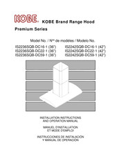 KOBE Premium Series Installation Instructions And Operation Manual