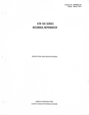 Ampex ATR -101 Operation And Maintenance Manual