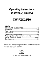 Zojirushi CW-PZC30 Operating Instructions Manual