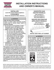 Empire Comfort Systems VFRL1810P-1 Installation Instructions And Owner's Manual