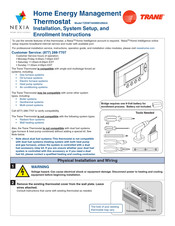Trane NEXIA TZEMT400BB3NX N N SL Installation, System Setup And Enrollment Instructions