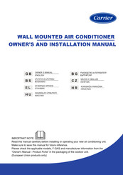 Carrier Crystal Ultra Clean Plus 38QHG022D8S Owners And Installation Manual
