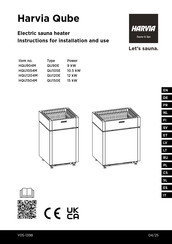 Harvia Qube QU105E Instructions For Installation And Use Manual