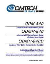 Comtech EF Data Advanced VSAT ODM-840 Installation And Operation Manual