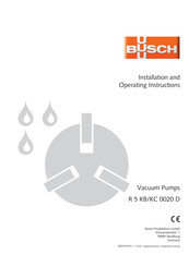 BUSCH R 5 KB 0020 D Installation And Operating Instructions Manual