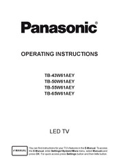Panasonic TB-43W61AEY Operating Instructions Manual