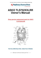 Asko TLS752 XXL Operating Instructions Manual