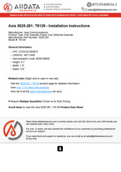 Axis 5025-281 Installation Manual