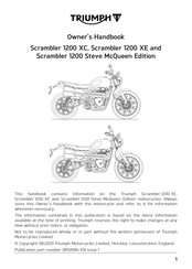 Triumph Scrambler 1200 Steve McQueen Edition 2020 Owner's Handbook Manual